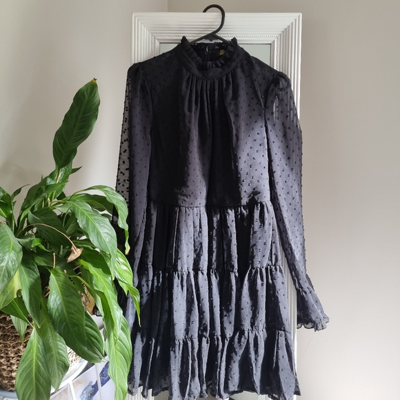 Dresses & Skirts - Gorgeous black dress size 10 - high neck ruffle dress
